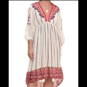 Sundance Cream and Pink High Low Dress